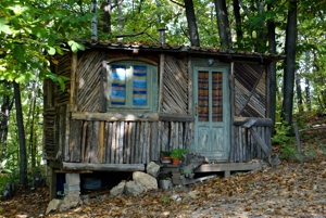 Decorated shed in Sacred Woods, Damanhur